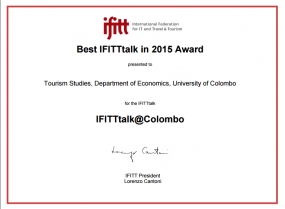 University of Colombo won the Best IFITT-talk International Award – Year 2015