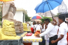 The rock-carved Buddha statue at Nagadeepa Temple unveiled