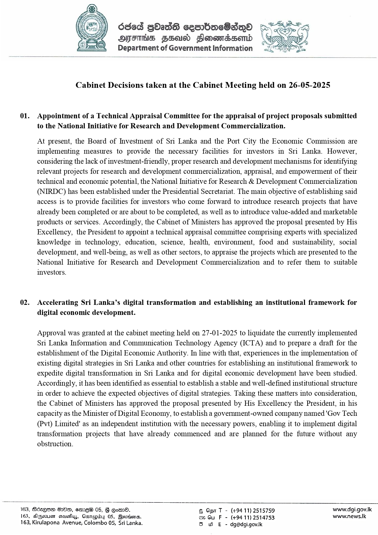 Cabinet Decisions on 26.05.2025 English page 0001