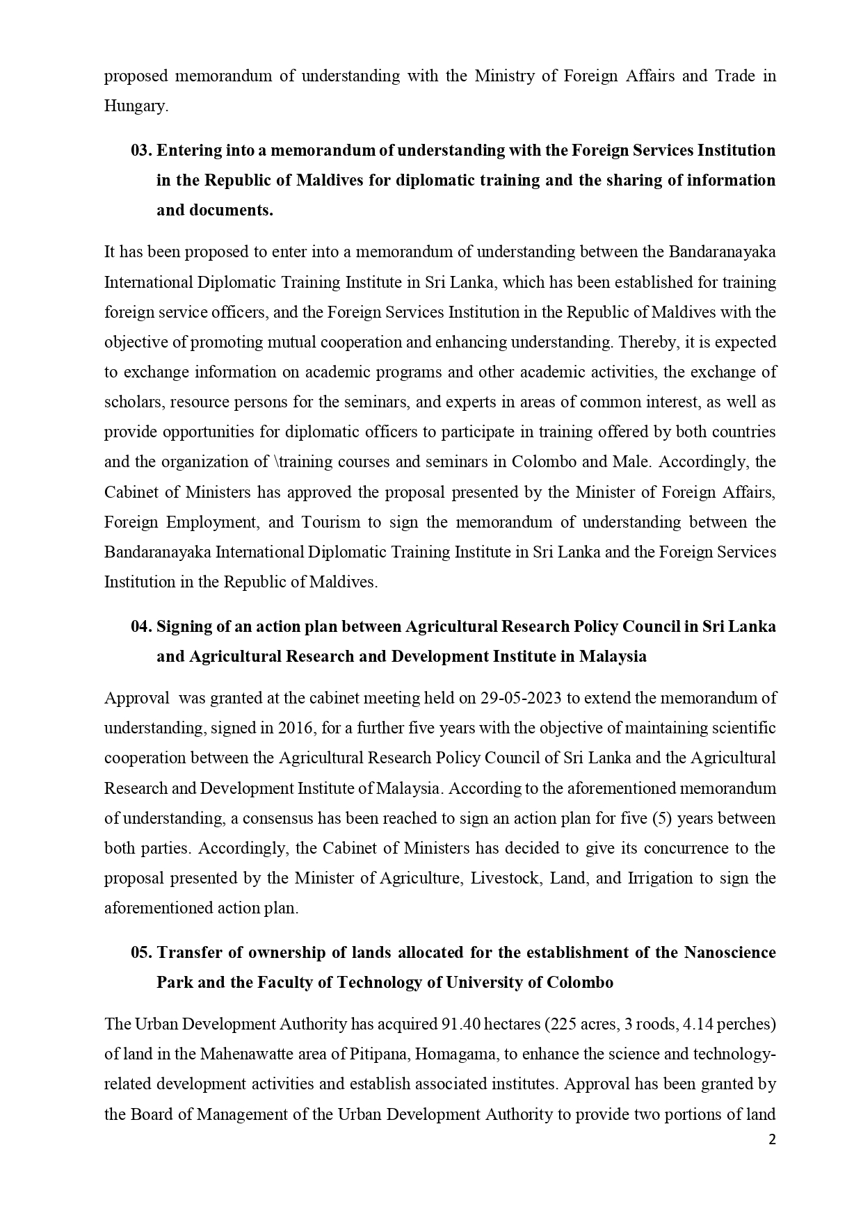 Cabinet Decisions on 21.07.2025 E page 0002