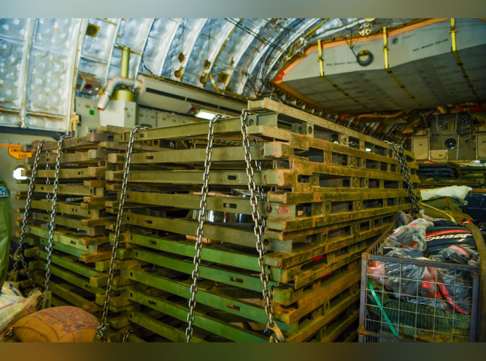 Indian relief flight arrives with Bailey bridge units and engineering teams