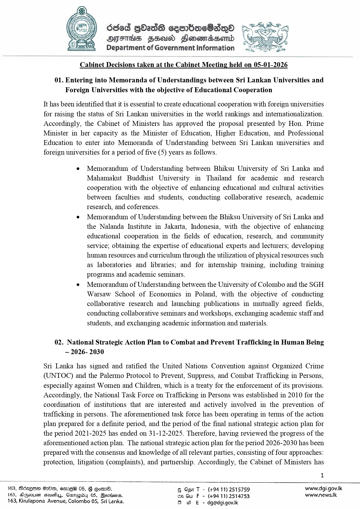 Cabinet Decisions on 05.01.2026 E page 0001