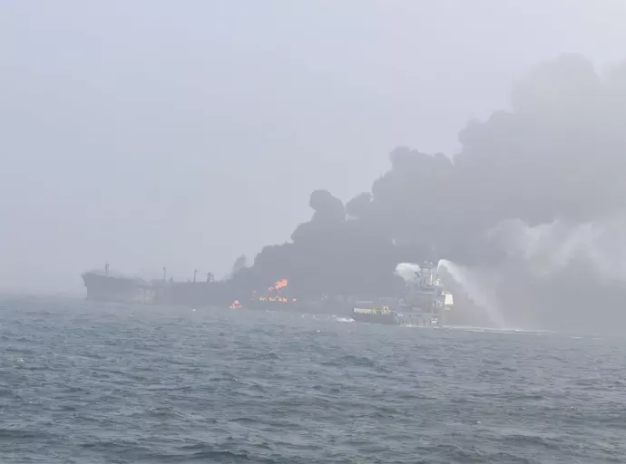 Fires still burning and one missing after tanker collision