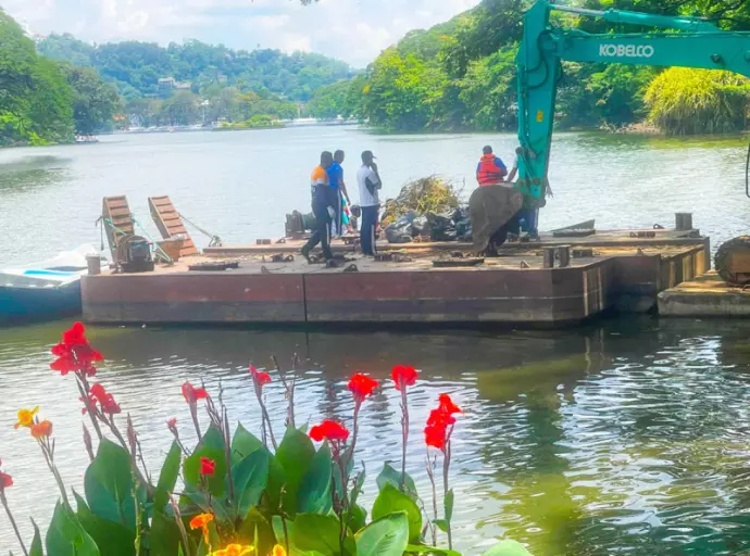 Clean-up Operation of Kandy Lake Following Ten Days of "Siri Dalada Vandanawa"