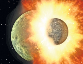 Crash between Earth and forming planet gave birth to Moon