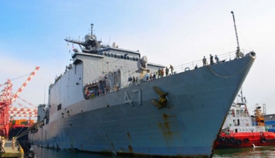 US Naval ship USS “Rushmore” arrives at the port of Colombo