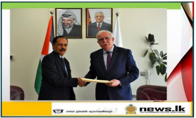 Representative of Sri Lanka to the State of Palestine Nawalage Bennet Cooray presents Letters of Credence
