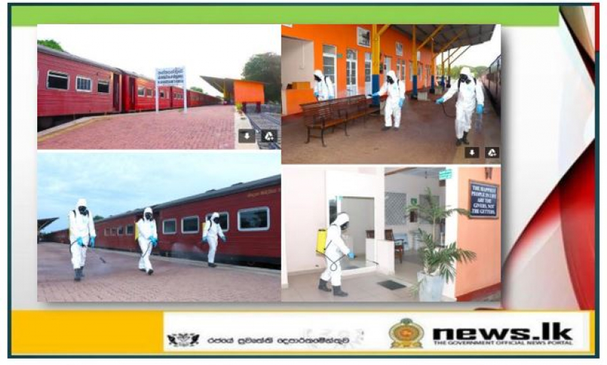 Navy disinfects Kankesanthurai railway station to help resume railway transportation