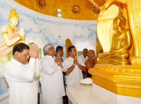 President opens sacred relics shrine at Isipathanaramaya, Veyangoda