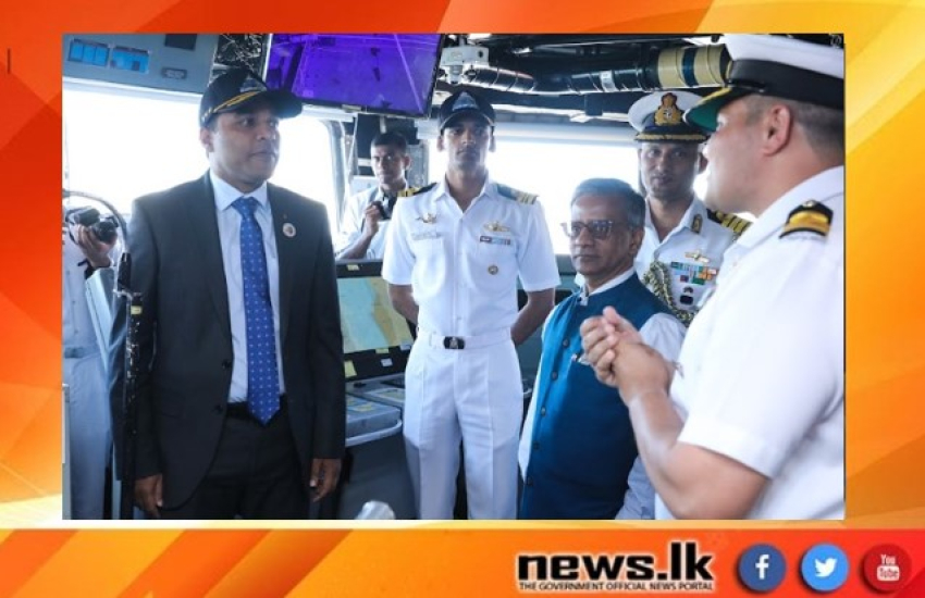 State Minister Premitha Bandara Tennakoon visits Indian Navy Ship