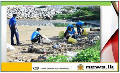 Navy ensures cleanliness of beach through beach cleaning drive at Galle Face