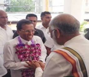 President warmly welcomed by Wigneswaran