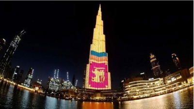 Dubai’s Burj Khalifa lights up with Sri Lanka flag
