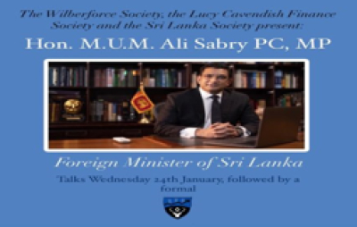 Foreign Minister Ali Sabry to address the Cambridge Union