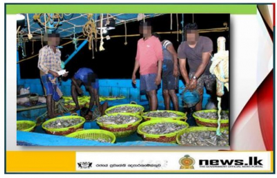Navy apprehends 09 Indian nationals along with a trawler for poaching in Sri Lankan waters
