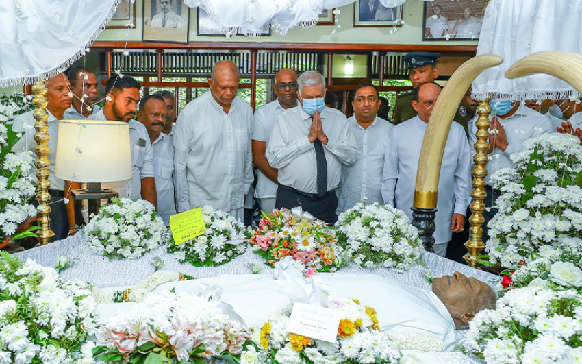 President Pays Final Respects to Former Minister Gamini Jayawickrama Perera